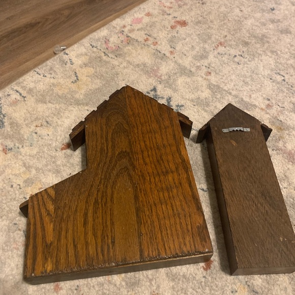 2 Vintage Wood House Shaped Trinket Knick Knack Display Shelf Miniatures - Picture 6 of 10